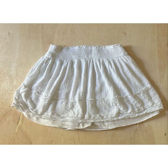 Hollister White Ultra High-Rise Skirt Women’s Size Large | Boho Mini Layered - Picture 2 of 7
